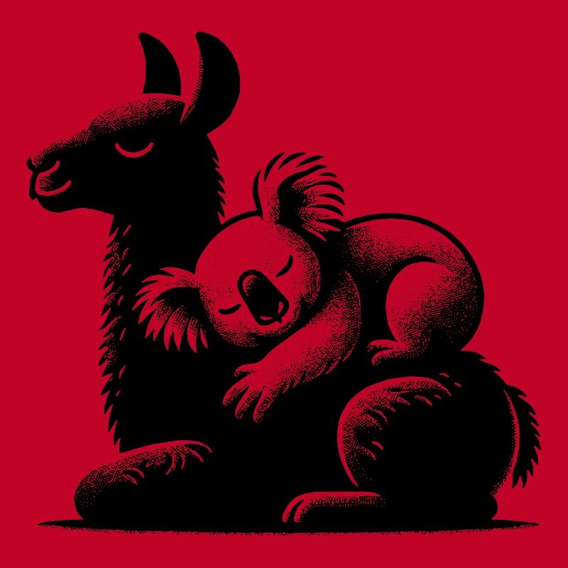 Sleeping koala on a sleeping llama