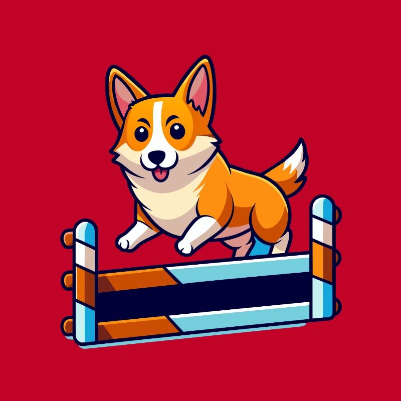 Art du parcours d’agilité Corgi déterminé