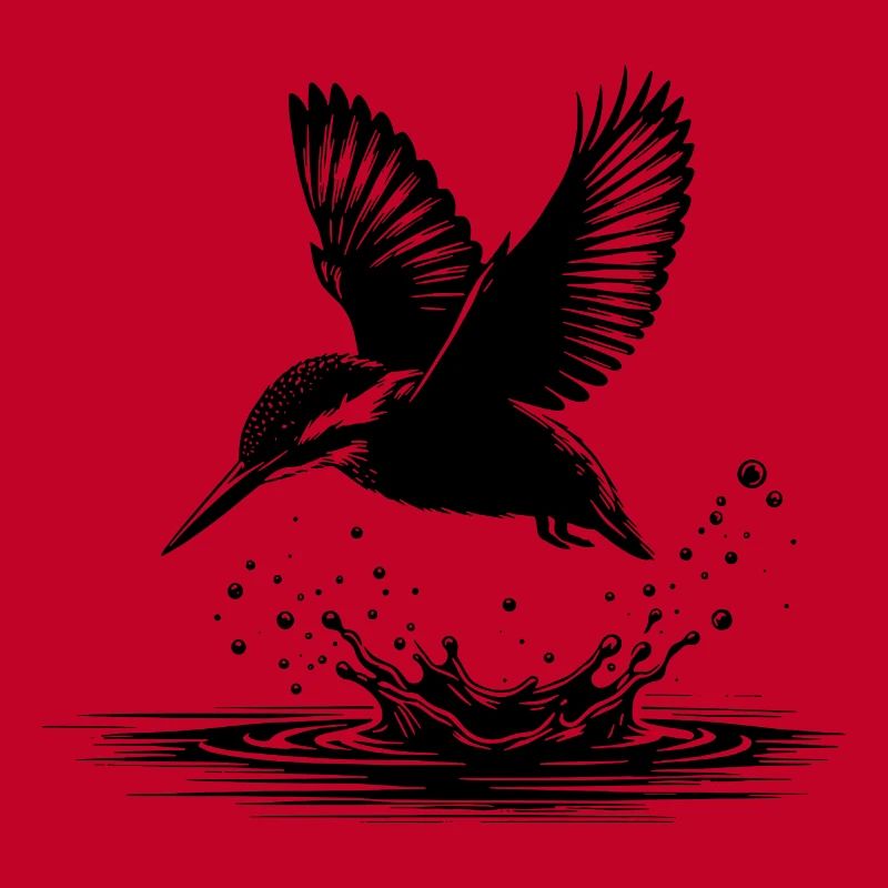 Élégant martin-pêcheur poisson attrapant l’eau éclaboussure