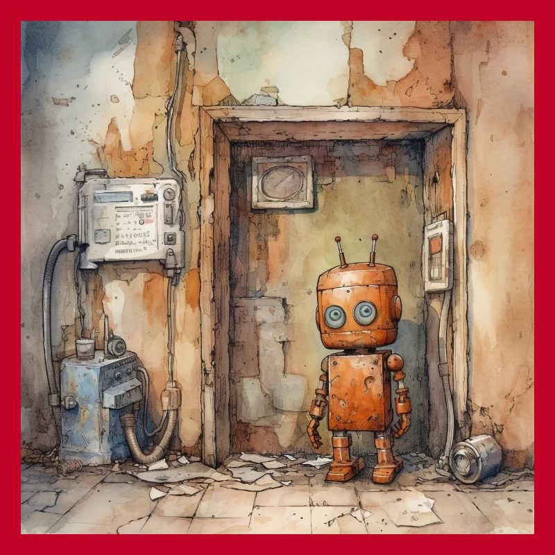 Old rusty abandoned robots