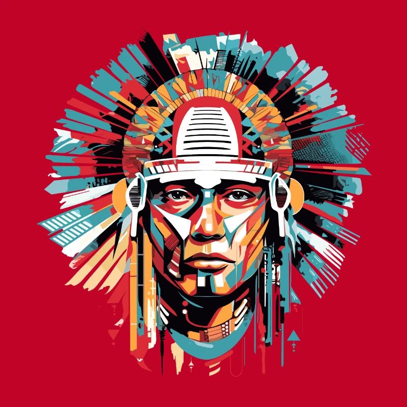 Ancien Aztec Warrior Mystical Abstract