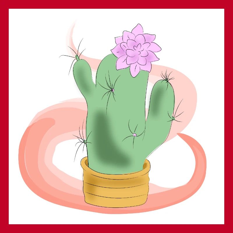Pot de cactus avec fleur rose