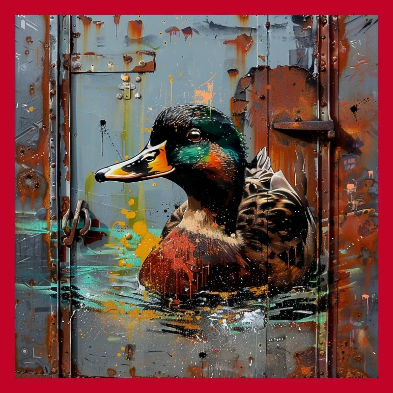 Graffiti Floating Mallard Rusty Background