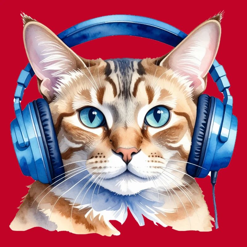 Lustige Katze mit Kopfhörern