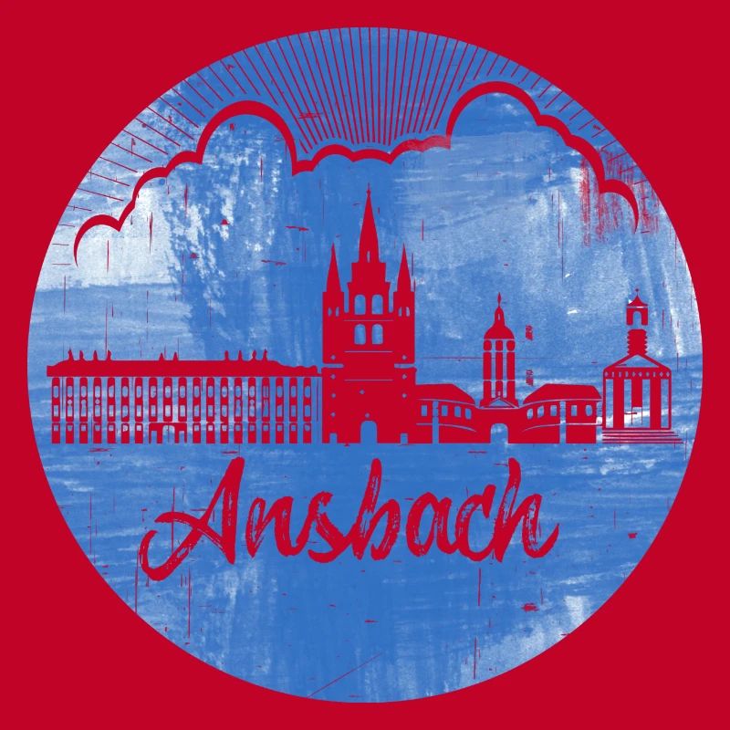 ansbach,skyline,bleu,cercle,rétro