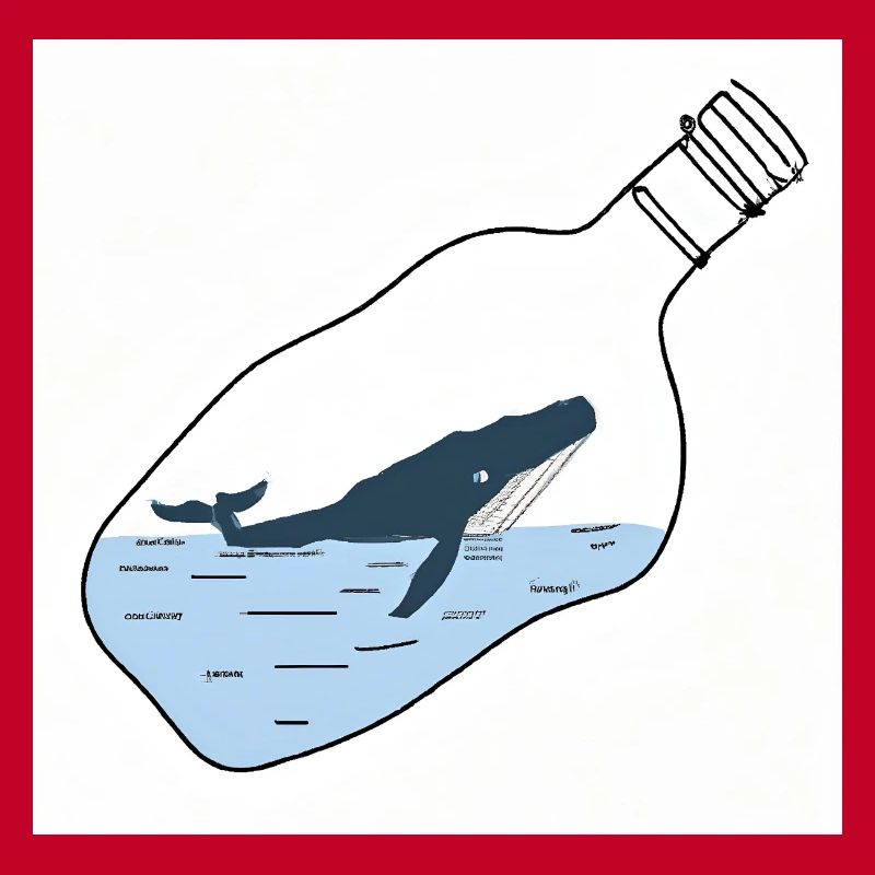 Message dans une bouteille, Illustration de baleine, Déclaration