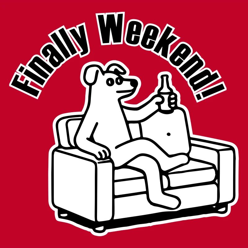 Hund auf der Couch - "Endlich Wochenende!" Entwurf