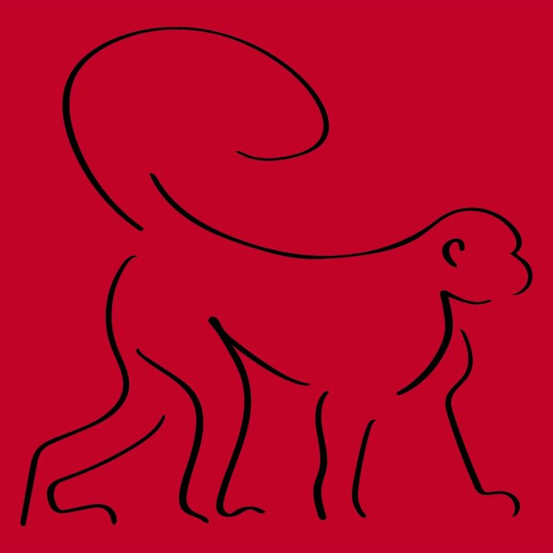 Monkey Line Art - Minimalist