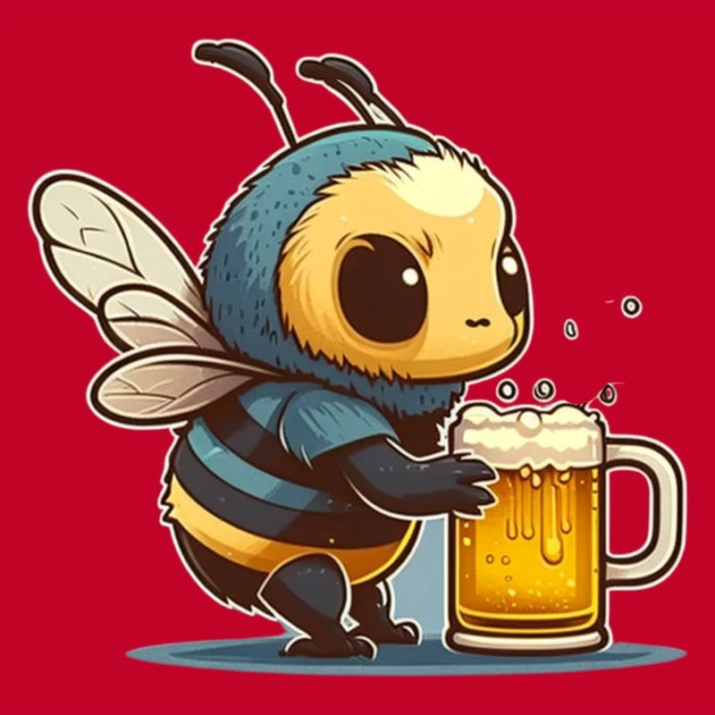 Coole Biene trinkt ein Glas Bier