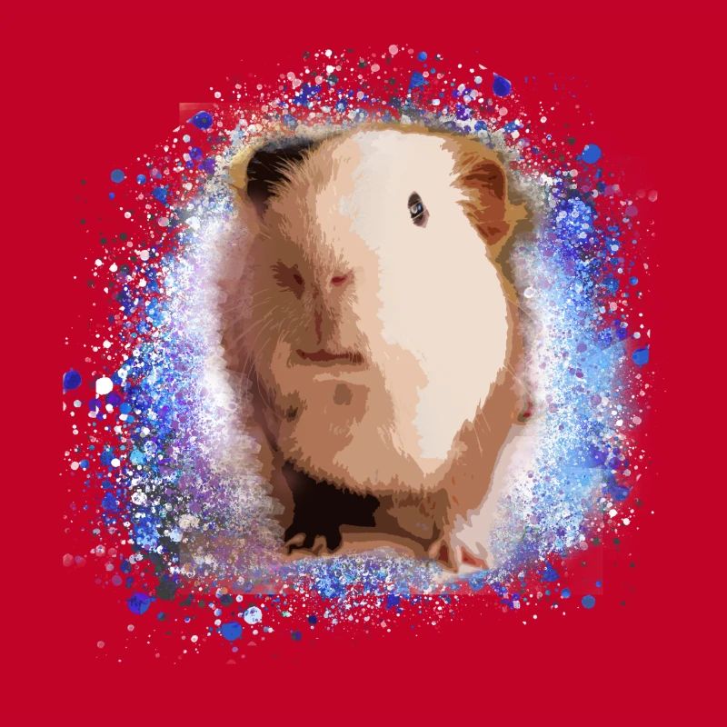 cochon d’Inde, graffiti, peinture, vert, bleu