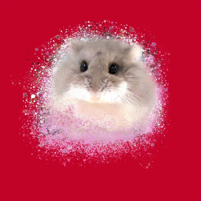 dwarf hamster,hamster,pink,graffiti,painting