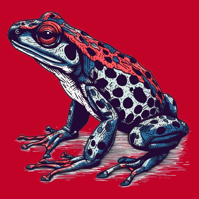 Pfeilgiftfrosch Amphibie in toller retro Optik