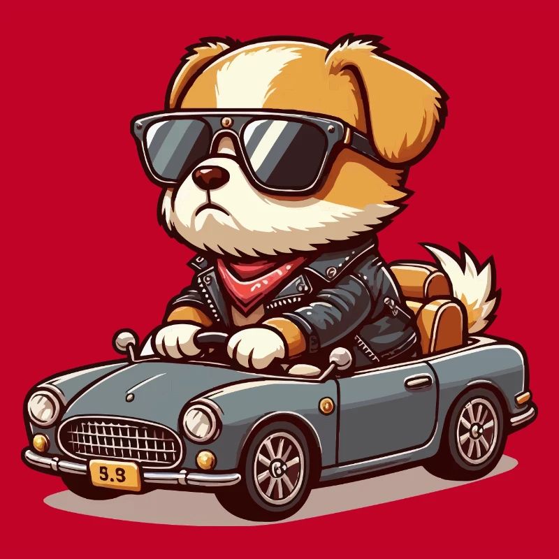 Gangsta-Hund in einem Oldtimer 🐶🚗🕶️