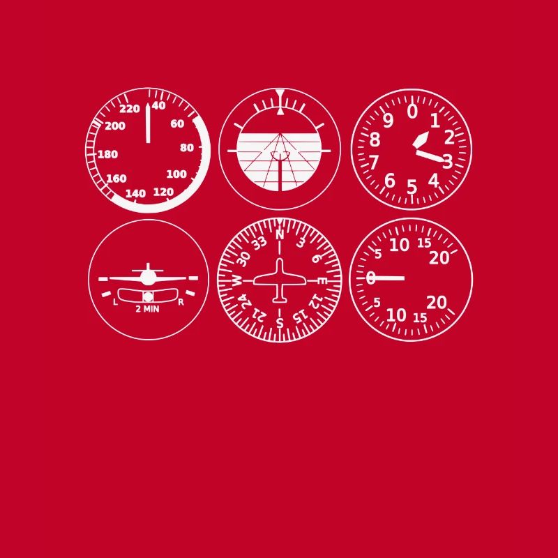 Basic flight instruments, pilot T-Shirts
