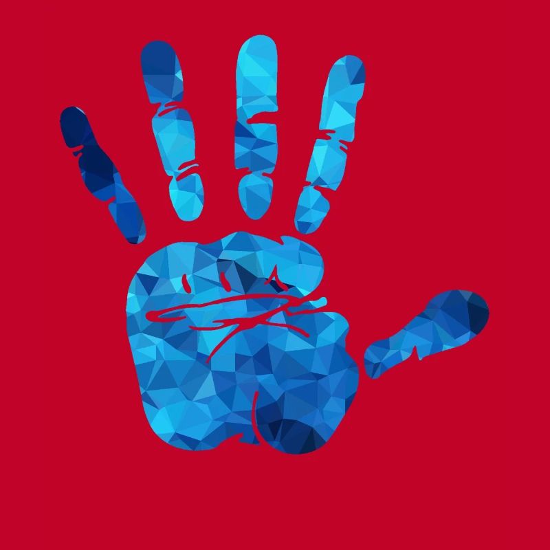 Hand blaue Polygone