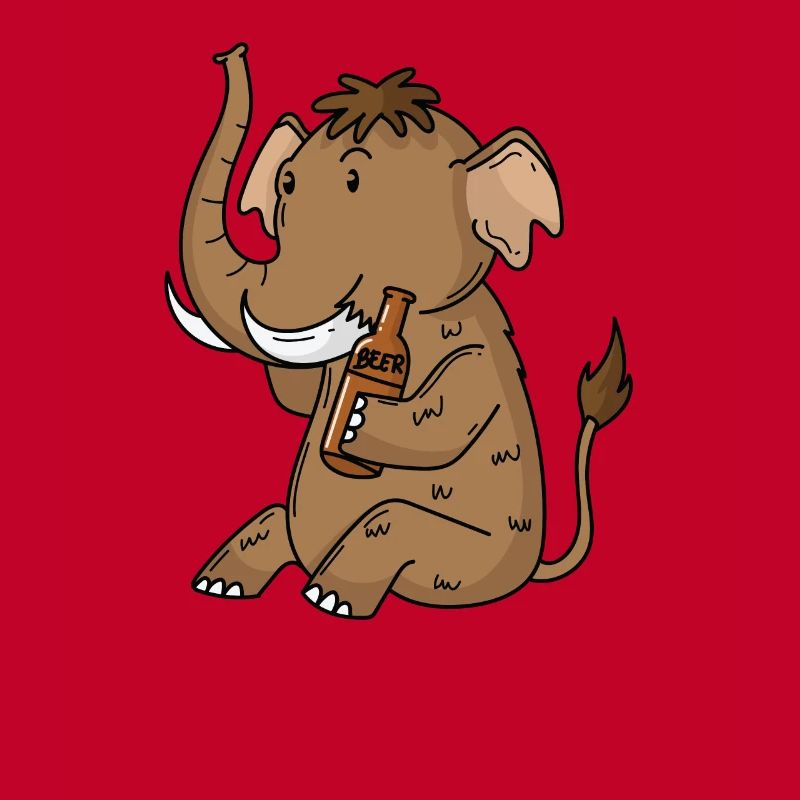 Mammut mit einem Bier