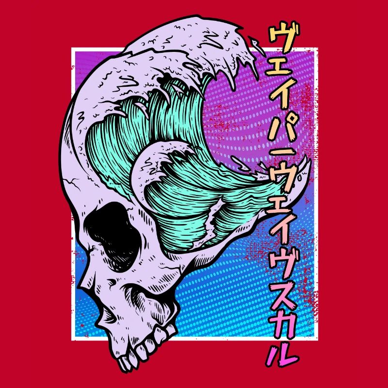 Kaganawa Great Wave Pastel Goth Skull Vaporwave