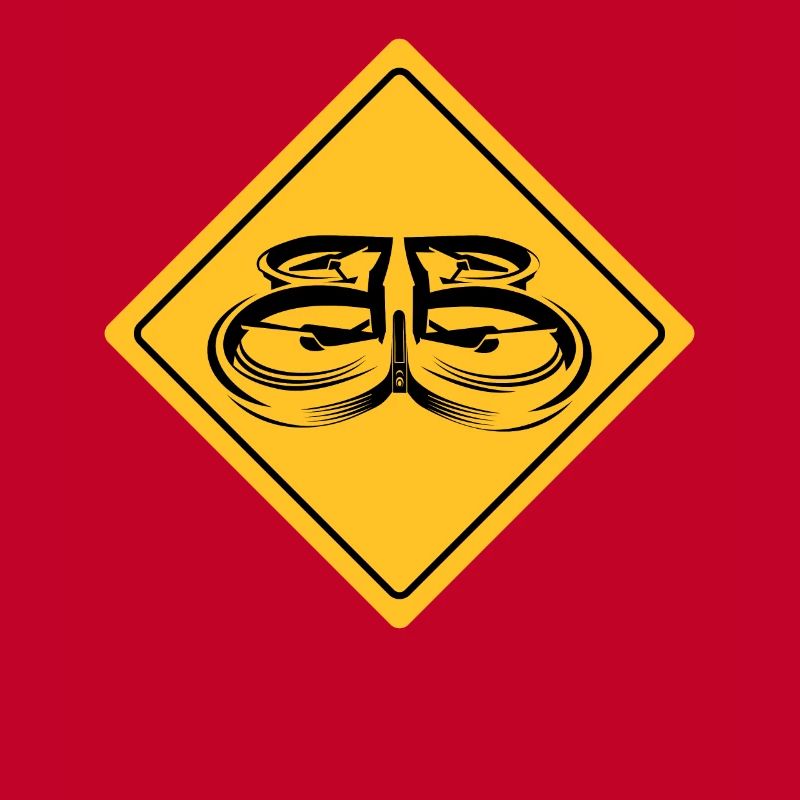 Drone with warning sign Drone flyer