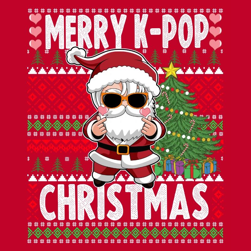Hässlicher Weihnachtspullover Design K-Pop Weihnachtsmann