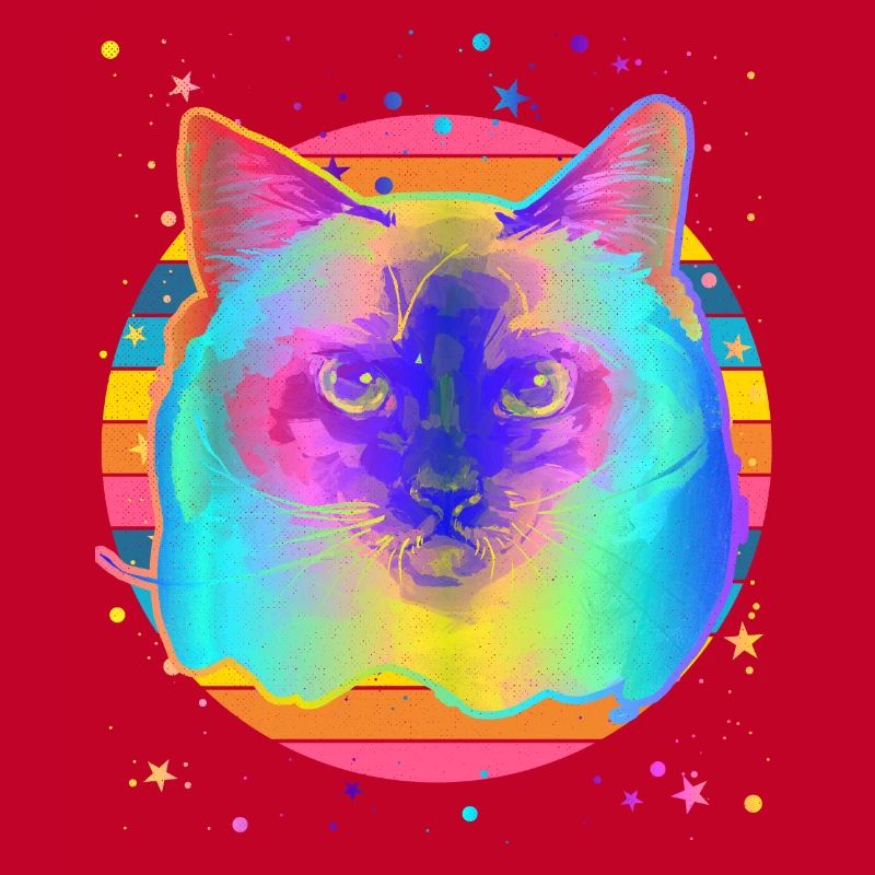Birman Cat Rainbow Space Black