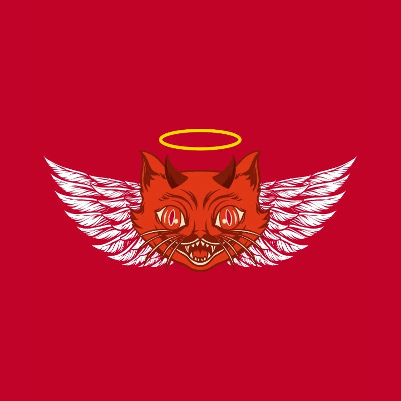 Angel and devil cat