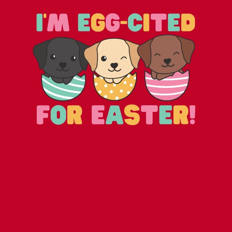cute dogs at Easter with Easter eggs Labrador