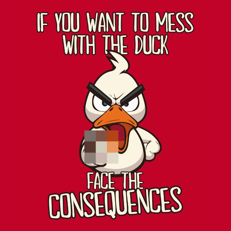 Consequences Funny duck with middle finger saying