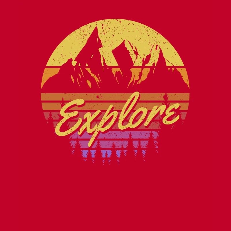 Entdecken Sie Retro Regenbogen Gradient Berg