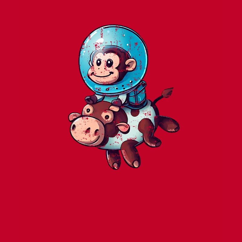 Affe auf Kuh Rakete Schuttle Astronaut Kosmonaut
