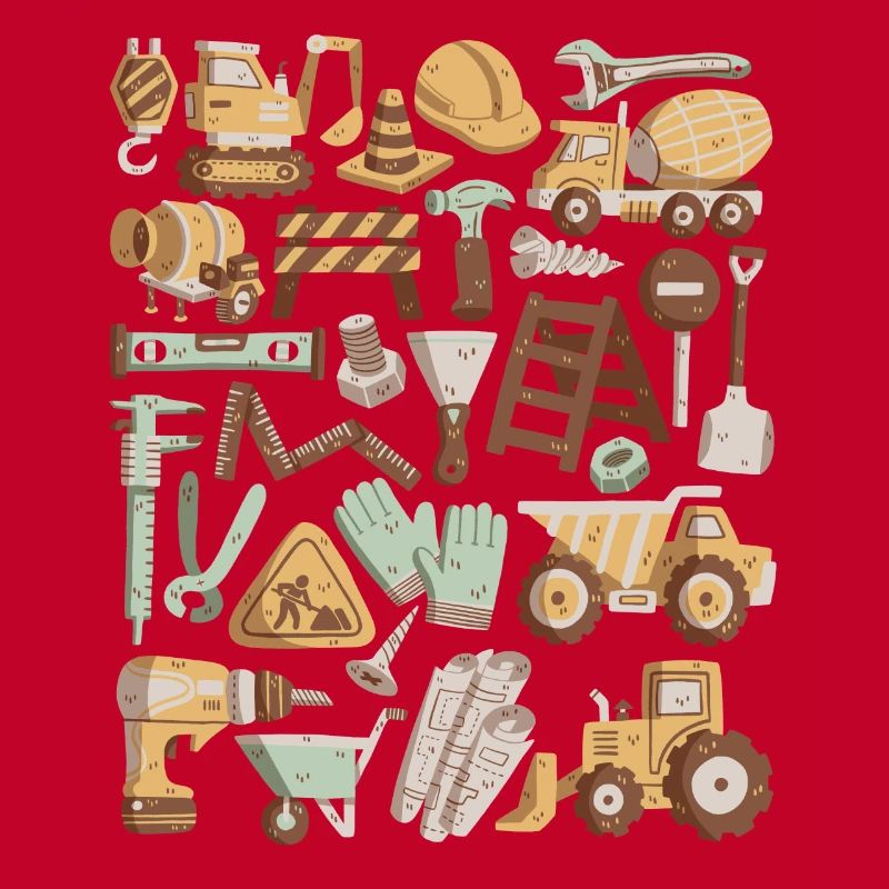 Construction Site Excavator Construction Worker Crane Helmet Tool