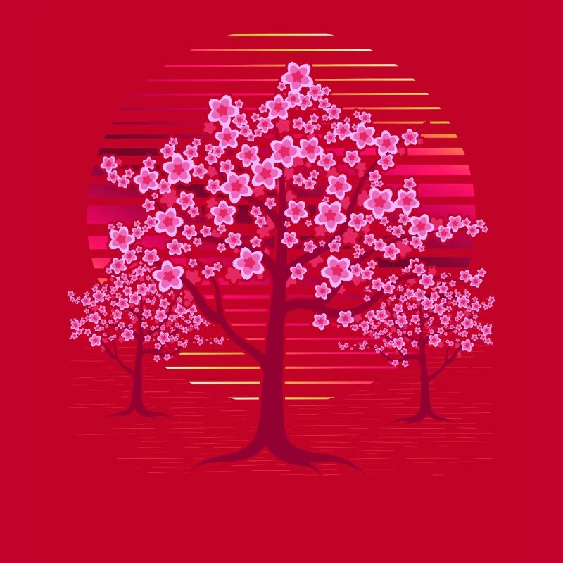 Cherry Blossom Tree Gift Retro Japanese Sakura