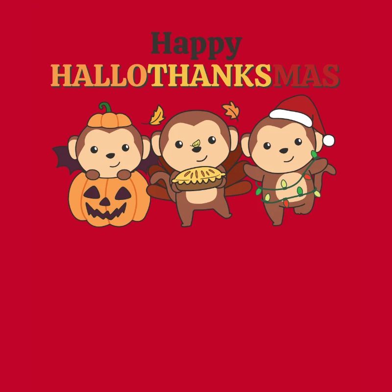 Happy Hallothanksmas Monkey Christmas Monkey