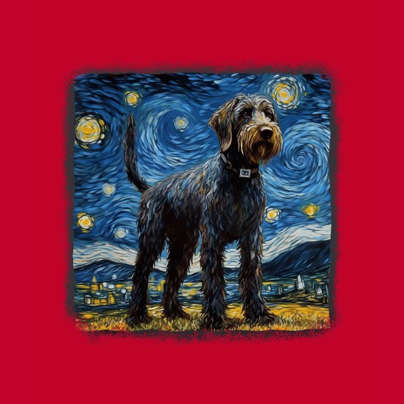 German Wirehaired Pointer Van gogh starry night