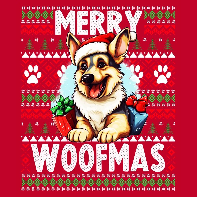 Niedlicher Deutscher Schäferhund Weihnachtskostüm - Merry