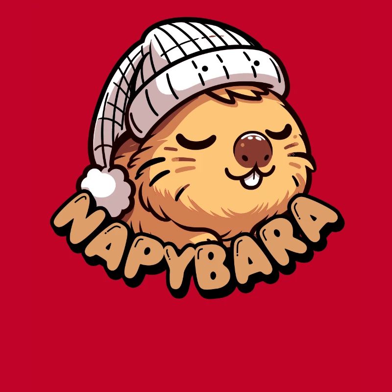 Napybara ist ein schläfriges, süßes Capybara mit verschlafenem Hut