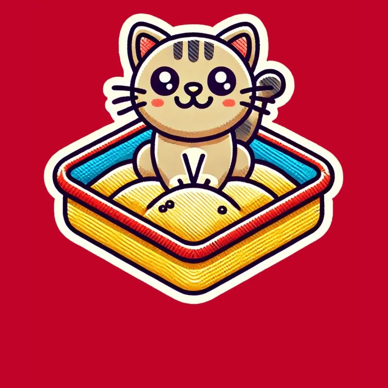 Chat mignon assis dans le bac à sable Style Patch