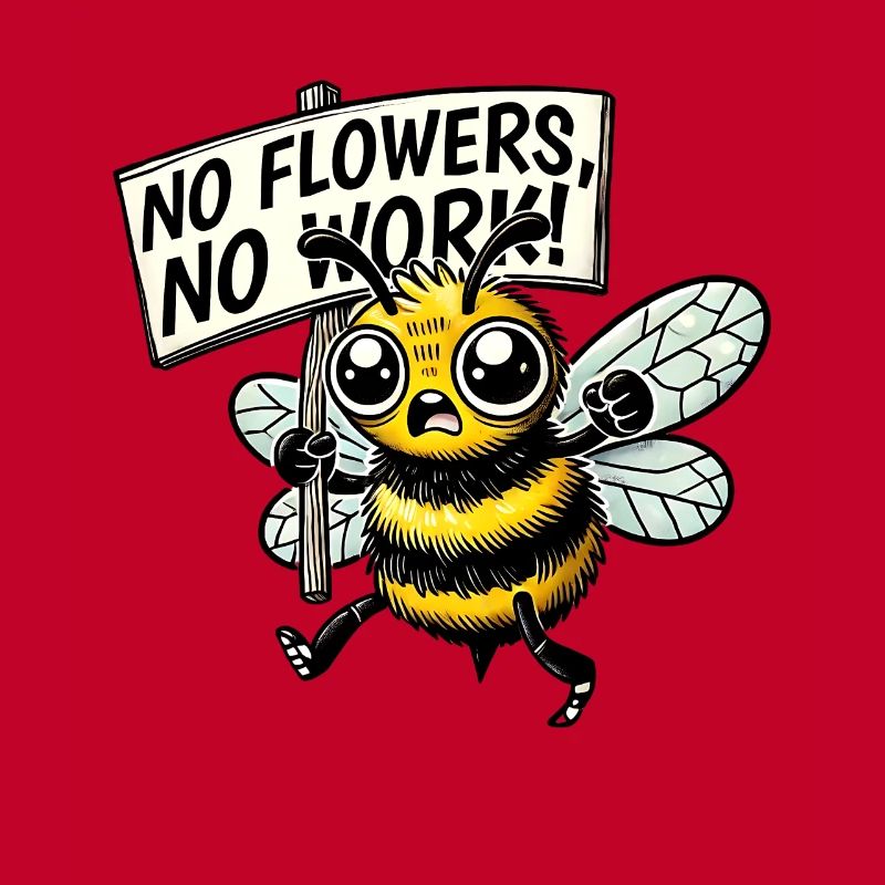 Abeille de protestation Pas de fleurs pas de travail Design