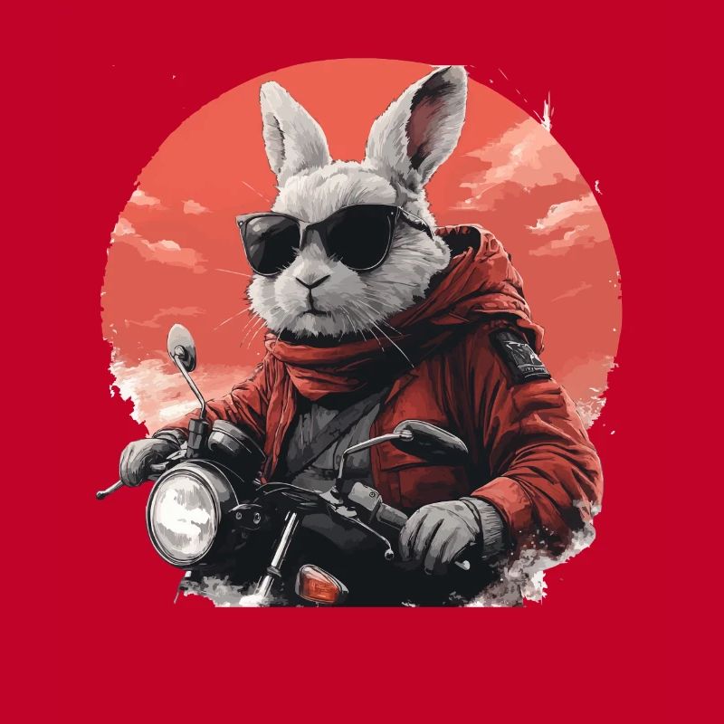 Funny bunny, Easter bunny on motorcycle