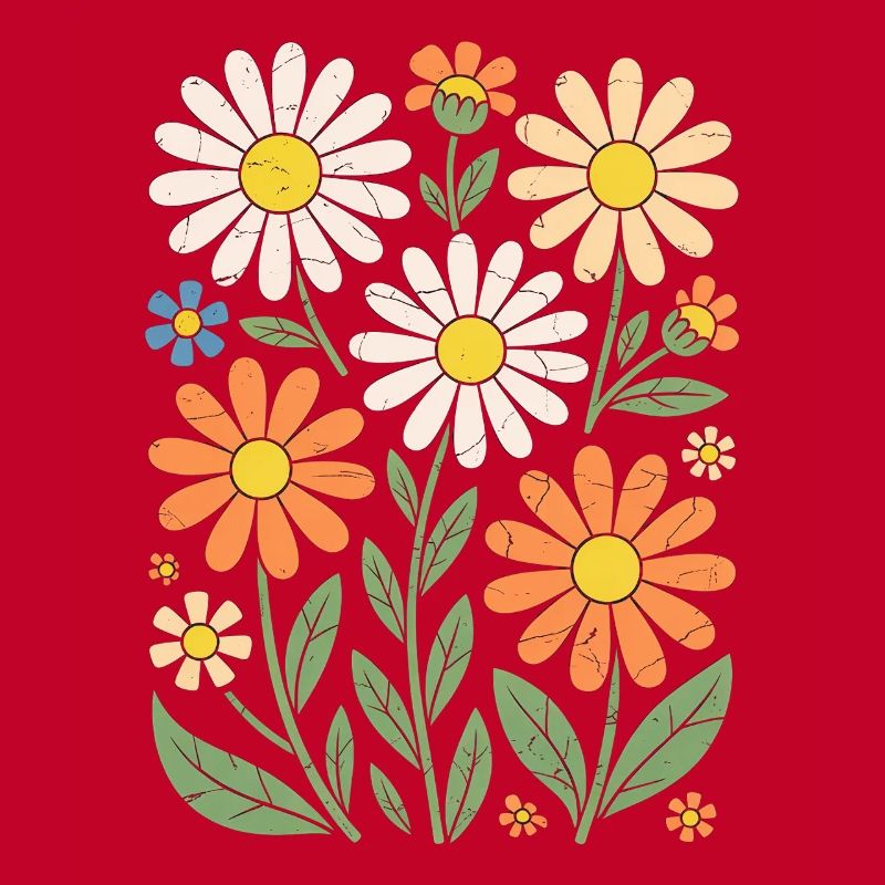 Boho Retro Gänseblümchen Muster Retro