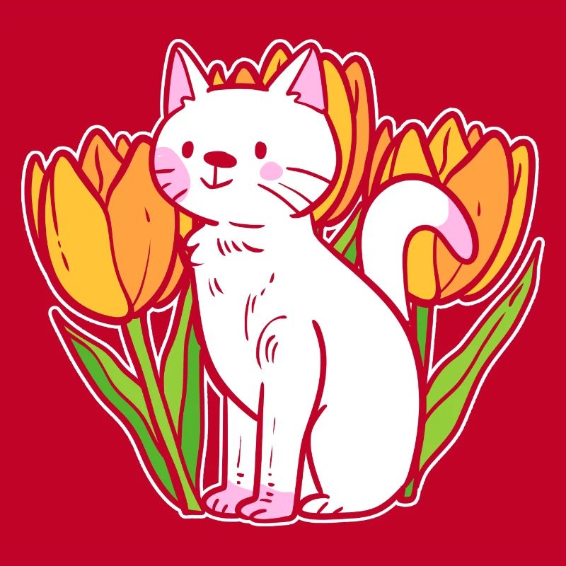 Katze mit Tulpen Gärtner