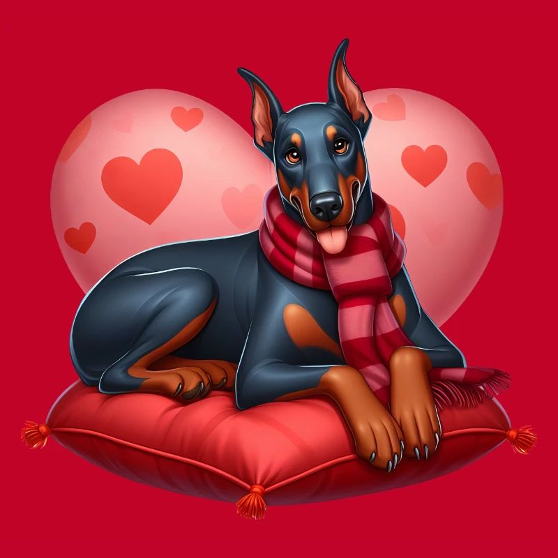 Doberman Pinscher Saint-Valentin