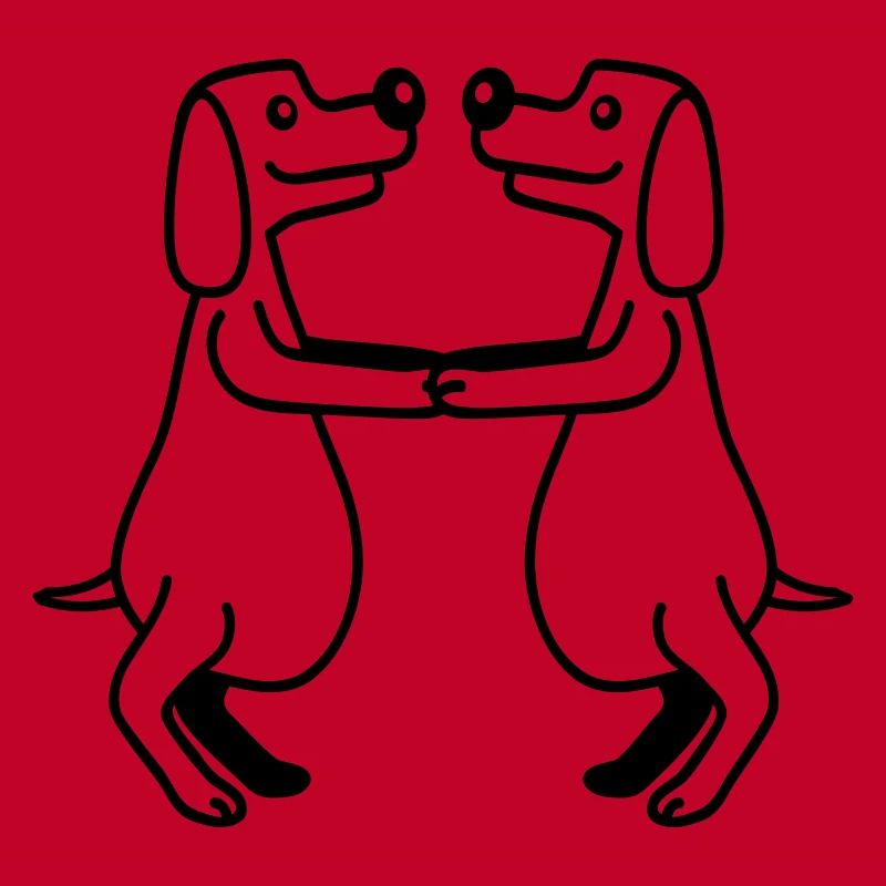 2 chiens gros ventre en surpoids dansant ensemble