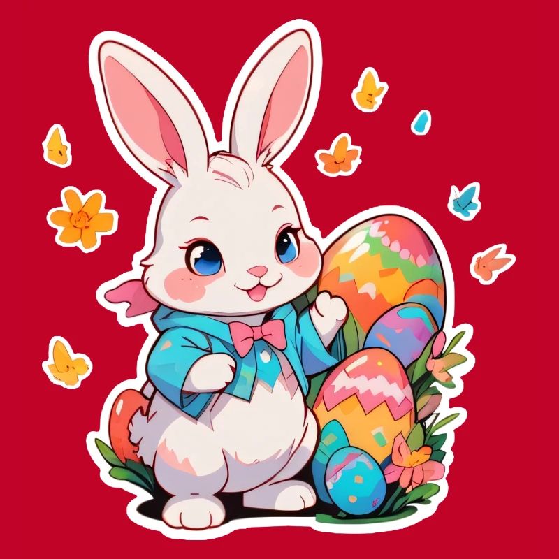 Easter Bunny with Multiple Eggs