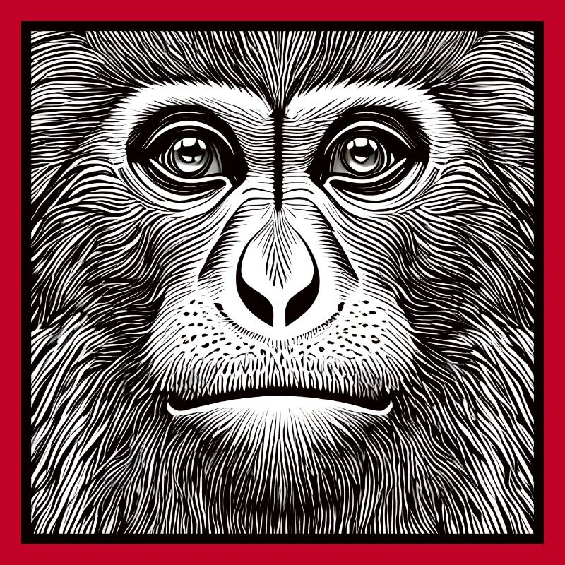 Black and white portrait monkey