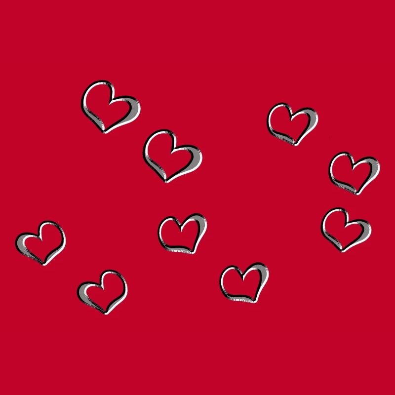 Gray Hearts Line Heart Pattern