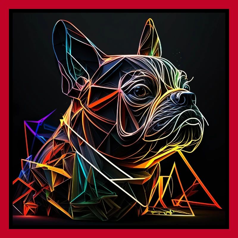 Bouledogue français, conception de polygones au néon