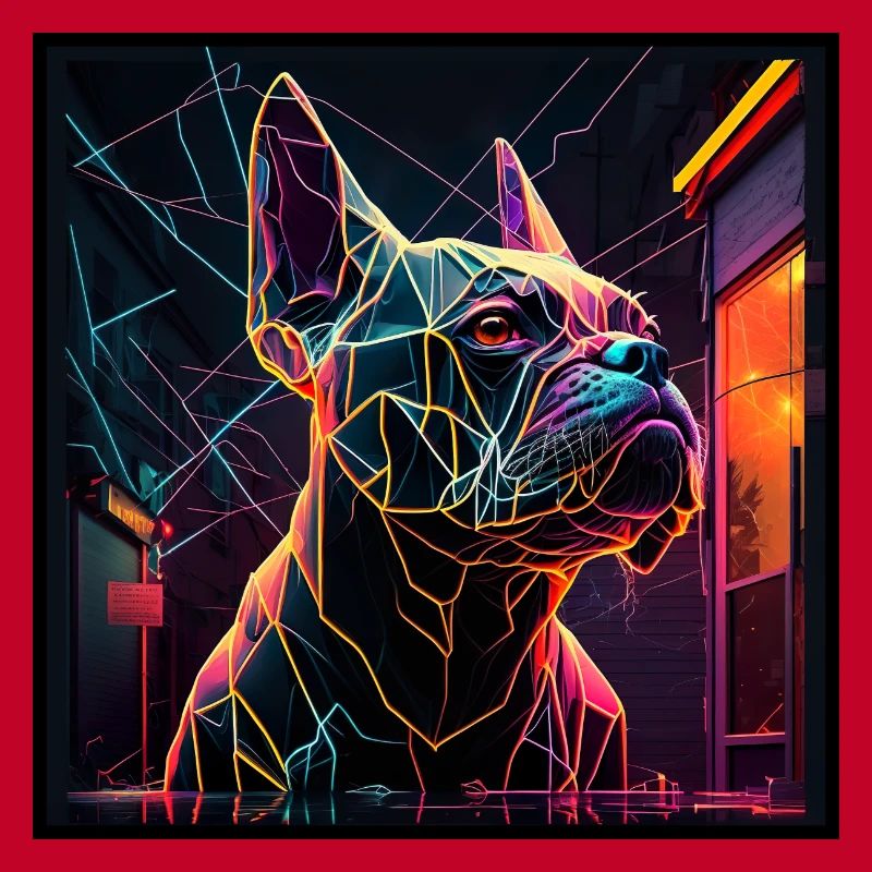 Conception de polygone néon bouledogue français