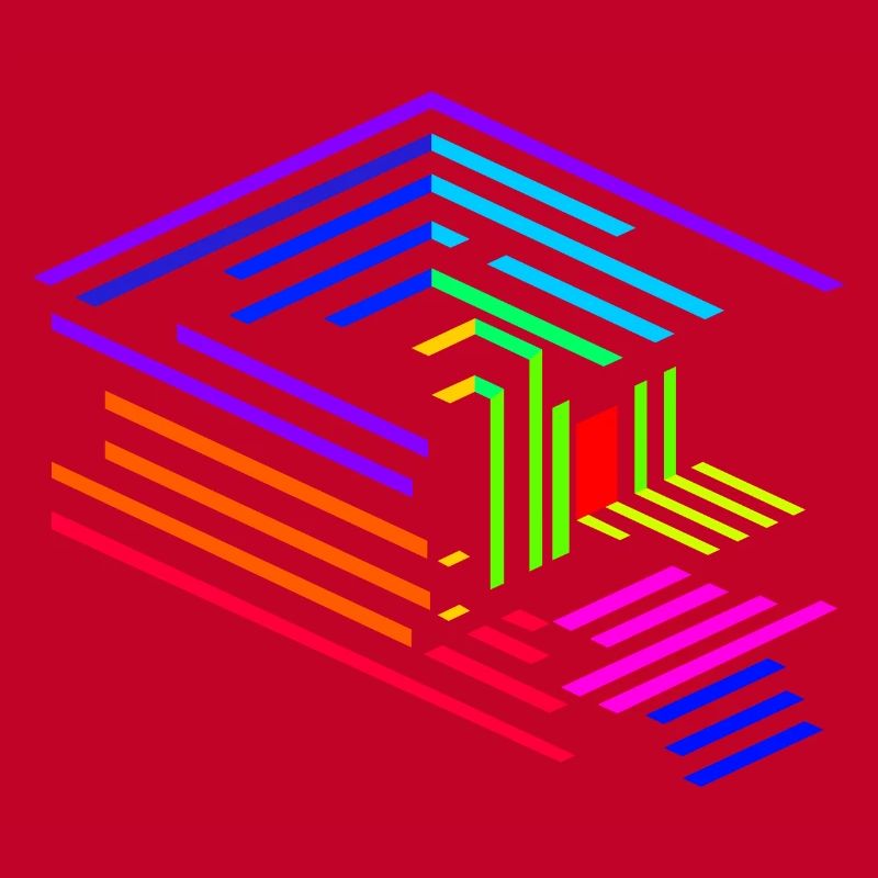 Liniengeometrie eines Objektes in Regenbogenfarben