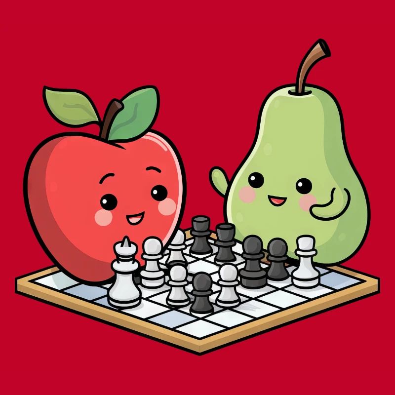 Kawaii Chess Apple Pear Comic