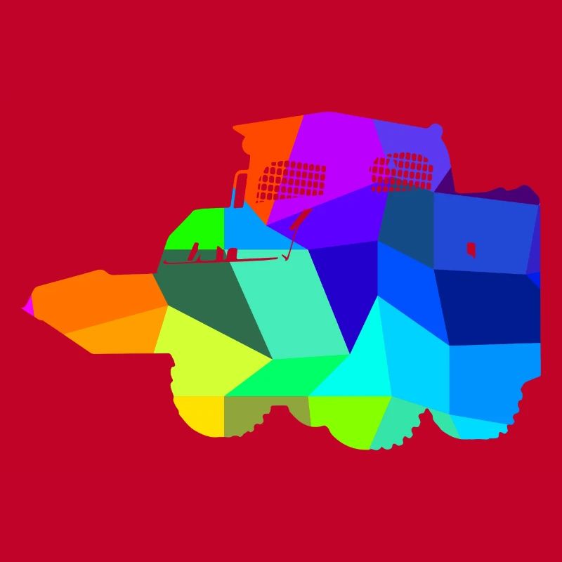 Skid Steer Loader Rainbow Polygon Construction Vehicle